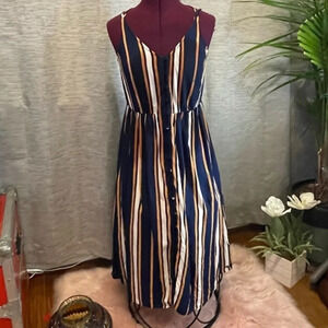 Roxy Dress Striped Spaghetti Strap Medium Size